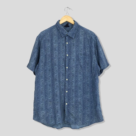 Vintage Gap Paisley Blue Floral Shirt Casual Larg… - image 1