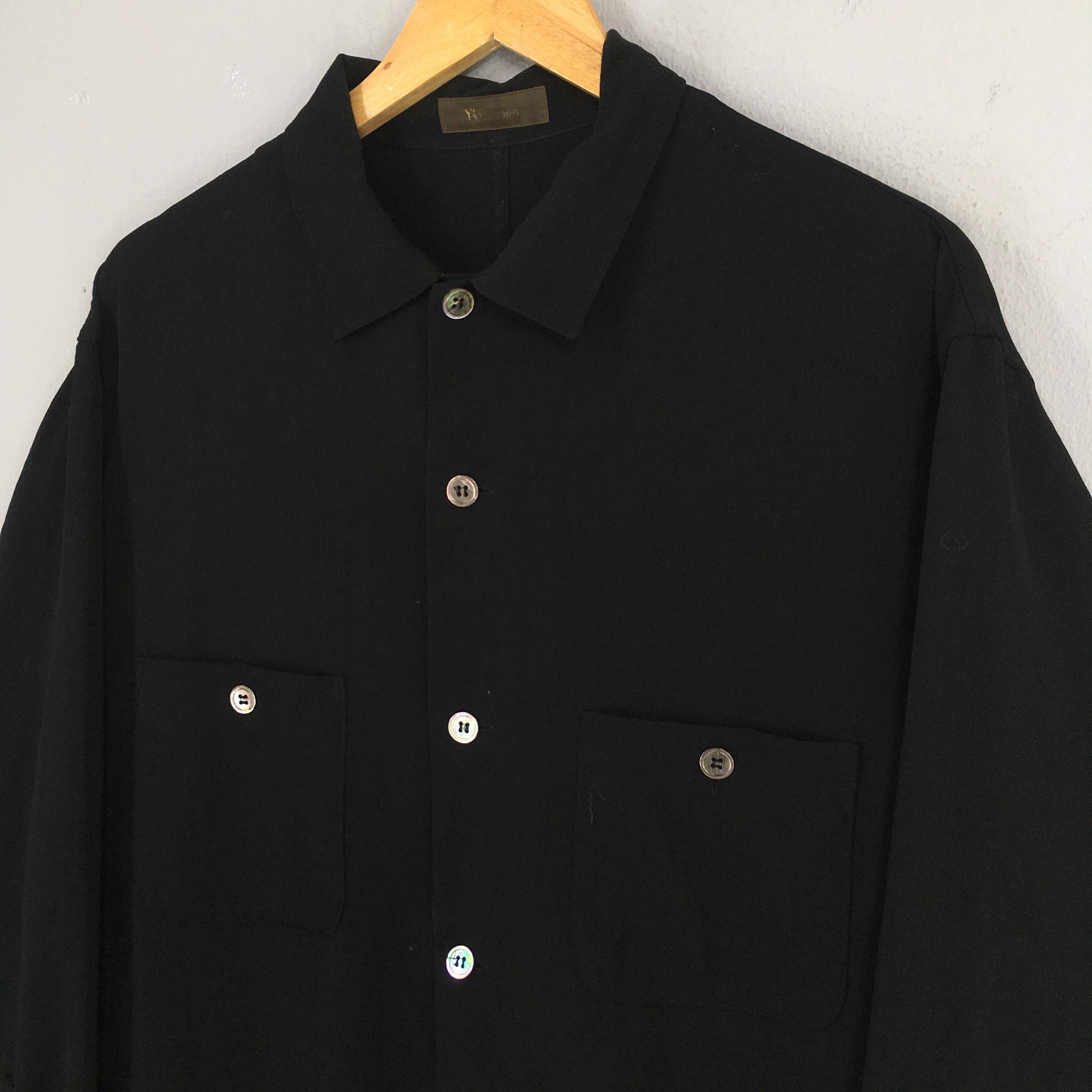 Vintage Ys for Men Yohji Yamamoto Black Wool Shirt Xlarge Ys