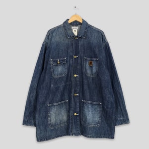 XL 90s Carhartt Denim Blanket Lined Chore Coat | Vintage XL 90s Carhartt Denim Blanket Lined Chore Coat | Vintage