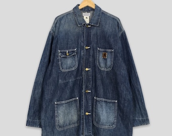 Vintage Carhartt Rugged Outdoor Chore Workwear Jacket XXXLarge 1980's Denim Carhartt Barn Field Workers Carhartt  Michigan Coat Size 3XL
