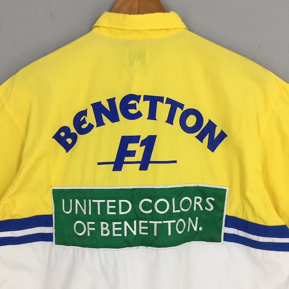 ベネトン・フォーミュラ ピットクルーシャツ BENETTON F1 ヴィンテージ ベネトン フォーミュラ1 マルチカラーシャツ XLサイズ F1
