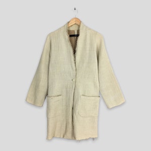 Vintage 90&#39;s Wool Cardigan Long Jacket Small White Ladies Button Up Casual Wool Jacket Size S