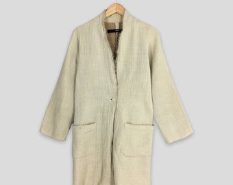 Vintage 90's Wool Cardigan Long Jacket Small White Ladies Button Up Casual Wool Jacket Size S