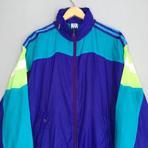 Adidas Hoodie Windbreaker Jacket Large Vintage Multicolor
