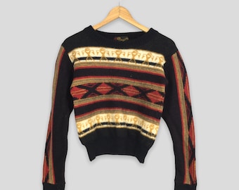 Nepenthes Hogg Japan Abstract Navajo Women Wool Knitwear XSmall 90's Needles Japanese Native Tribal Multicolor Ladies Sweter Rozmiar XS