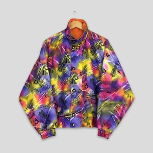 Vintage 90s Adidas Trefoil Reversible Crazy Patterned Jacket Medium Adidas Trefoil Abstract Multicolor Sportswear Adidas Windbreaker Size M