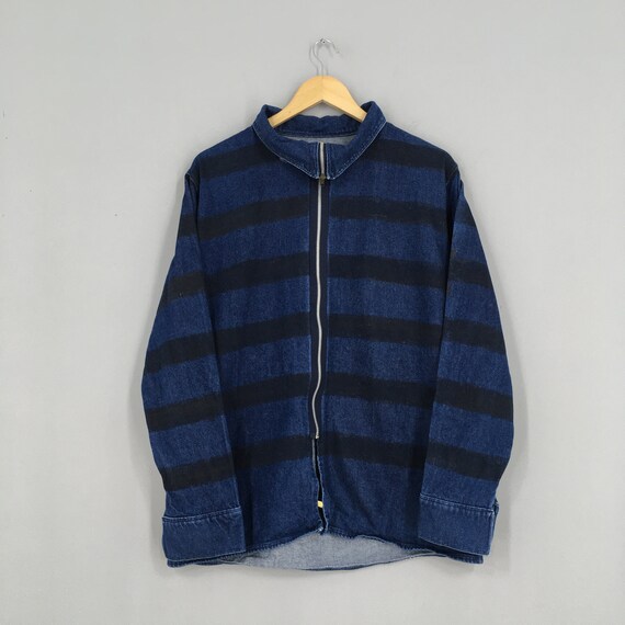 Vintage Denim Stripes Jeans Jacket Medium Jeans S… - image 1