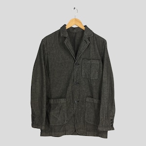 Vintage 90s Persons Jeans Herringbone Denim Workwear Jacket Medium Frenchwork Worker Casual Coat Black Jeans Cotton HBT Menswear Button M