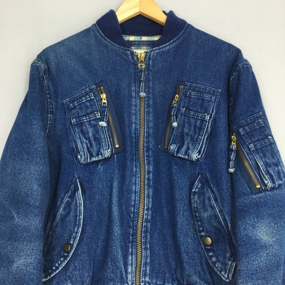 Vintage Karl Helmut Bomber Denim Jacket Large 90s Japanese