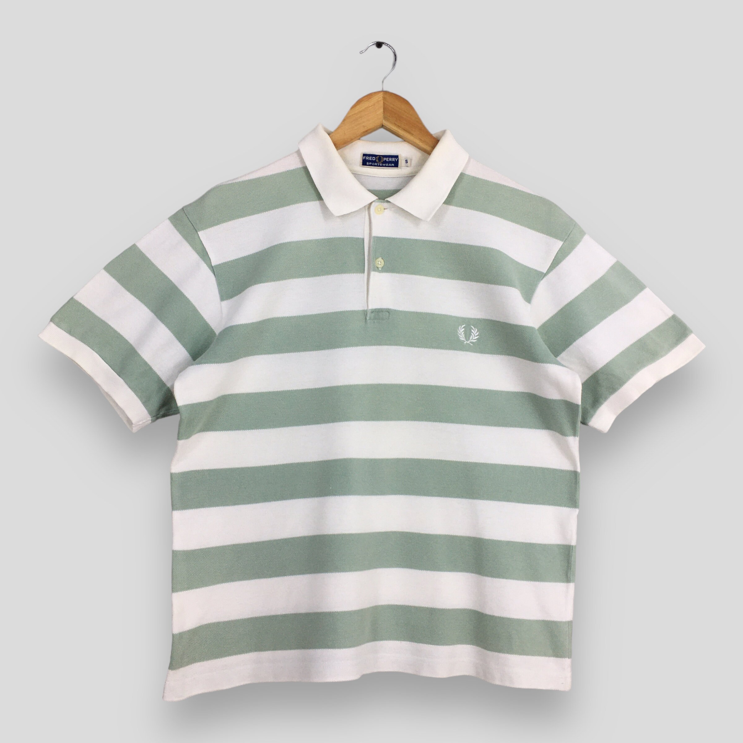 Vintage Fred Perry Stripes White/mint Polos Shirt Small Fred Perry