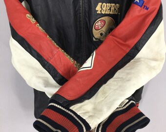 Vintage 90s San Francisco 49ERS Gold Bomber Leather Jacket Vintage 90s San Francisco 49ERS Gold Bomber Leather Jacket