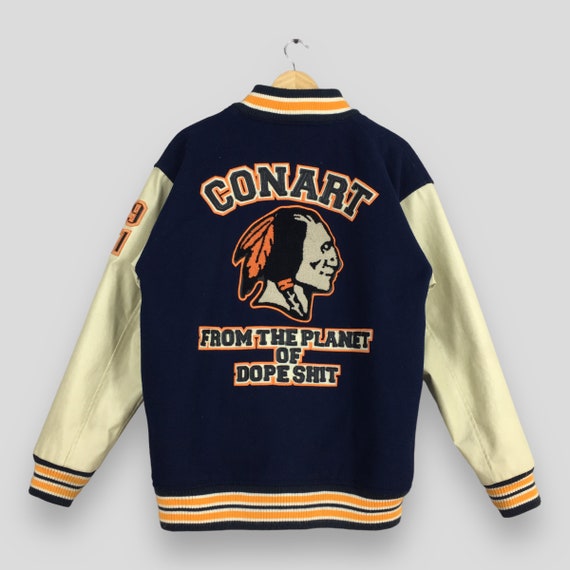 90s CONART レタード ワッペン スタジャン ヴィンテージ Vintage 90s Conart Varsity Leather Jacket Medium Conart From