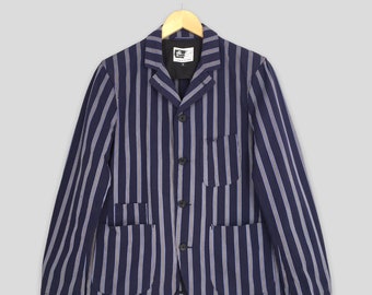 Engineered Garments Men Casual Blau Gestreifter Mantel Klein Vintage Engineered Garments Japan Stripes Buttons Casual Blazer Größe S