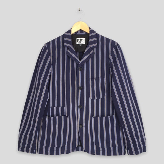 Engineered Garments Men Casual Blue Striped Coat Small Vintage 