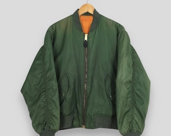 90s USA製　濃緑　alpha reversible ma-1 flight Vintage 90s MA -1 Reversible Flight Jacket Jacket Xlarge USAFA