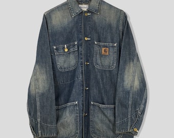 Vintage Carhartt Four Pocket Workwear Jacke Medium 1990er Carhartt Denim Stone Washed Mantel Carhartt Michail Greene Faded Jacket Größe M