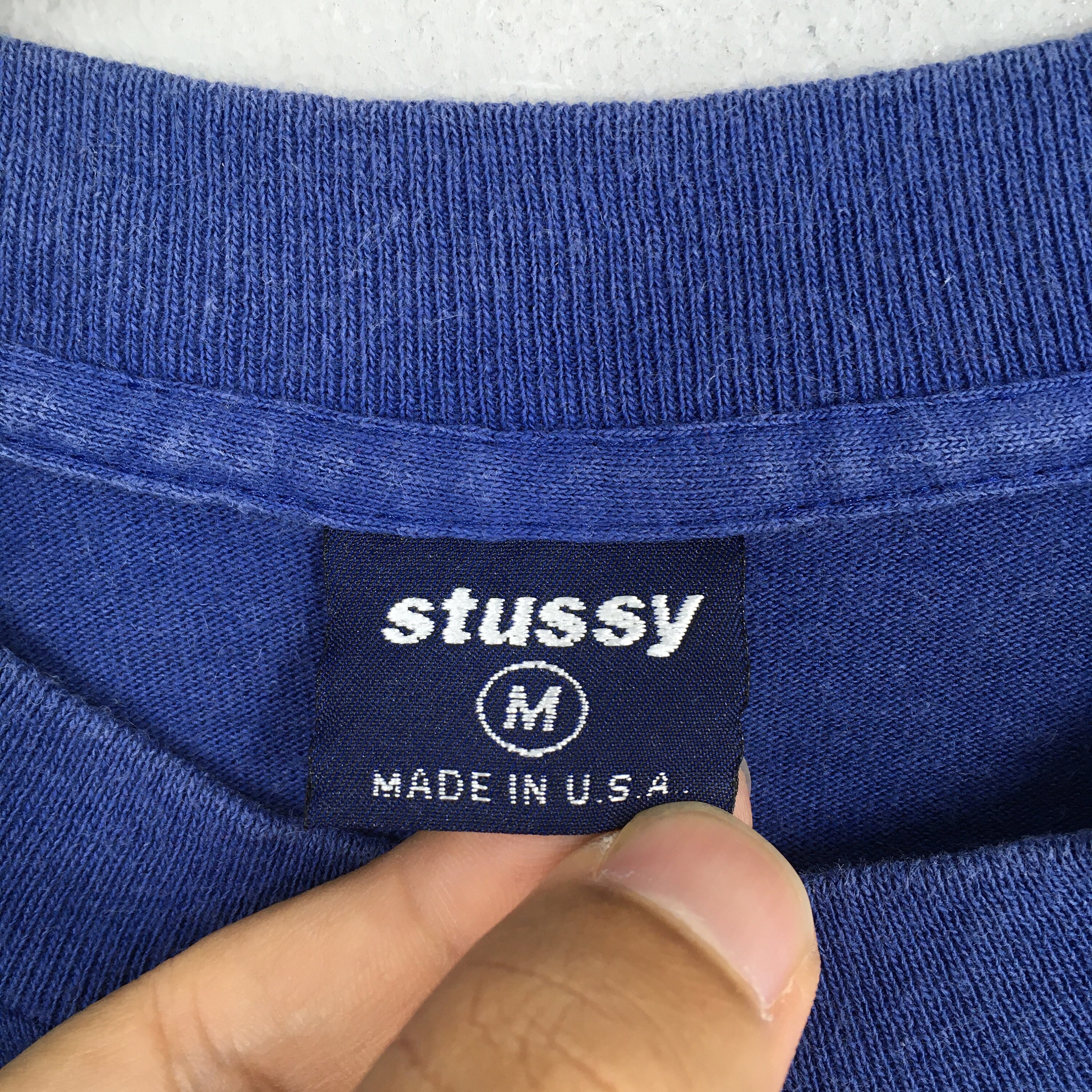 Vintage 90's Stussy Athletics Skater Blue T Shirt Medium Vintage 90's Stussy Athletics Skater Blue T Shirt Medium
