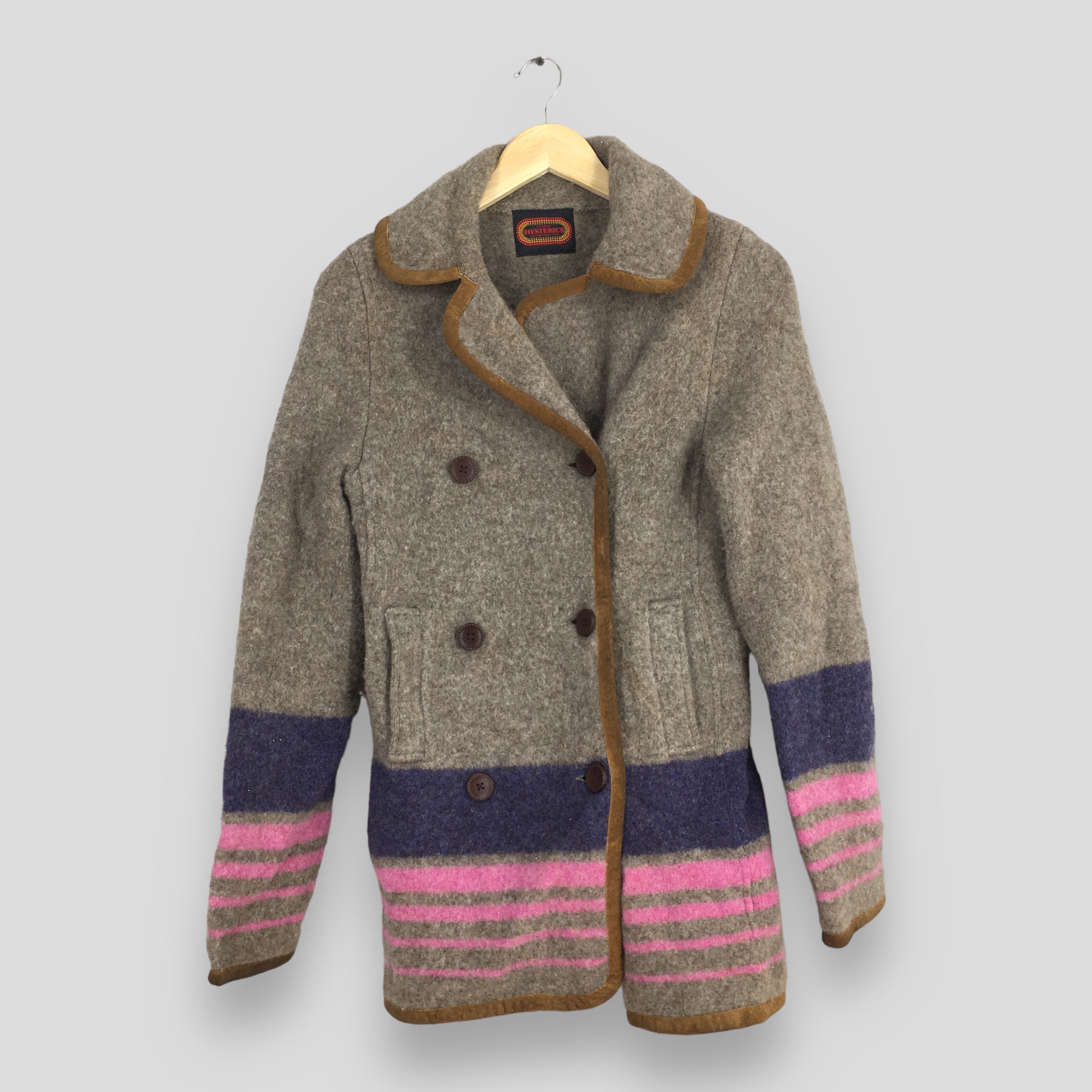 ジャケット・アウター HYSTERIC GLAMOUR wool border jacket 90's Vintage 90's Hysteric Glamour Brown Wool Jacket Xsmall