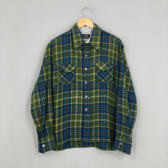 Vintage Plaid Shadow Checkered Flannel Wool Shirt Xlarge - Etsy