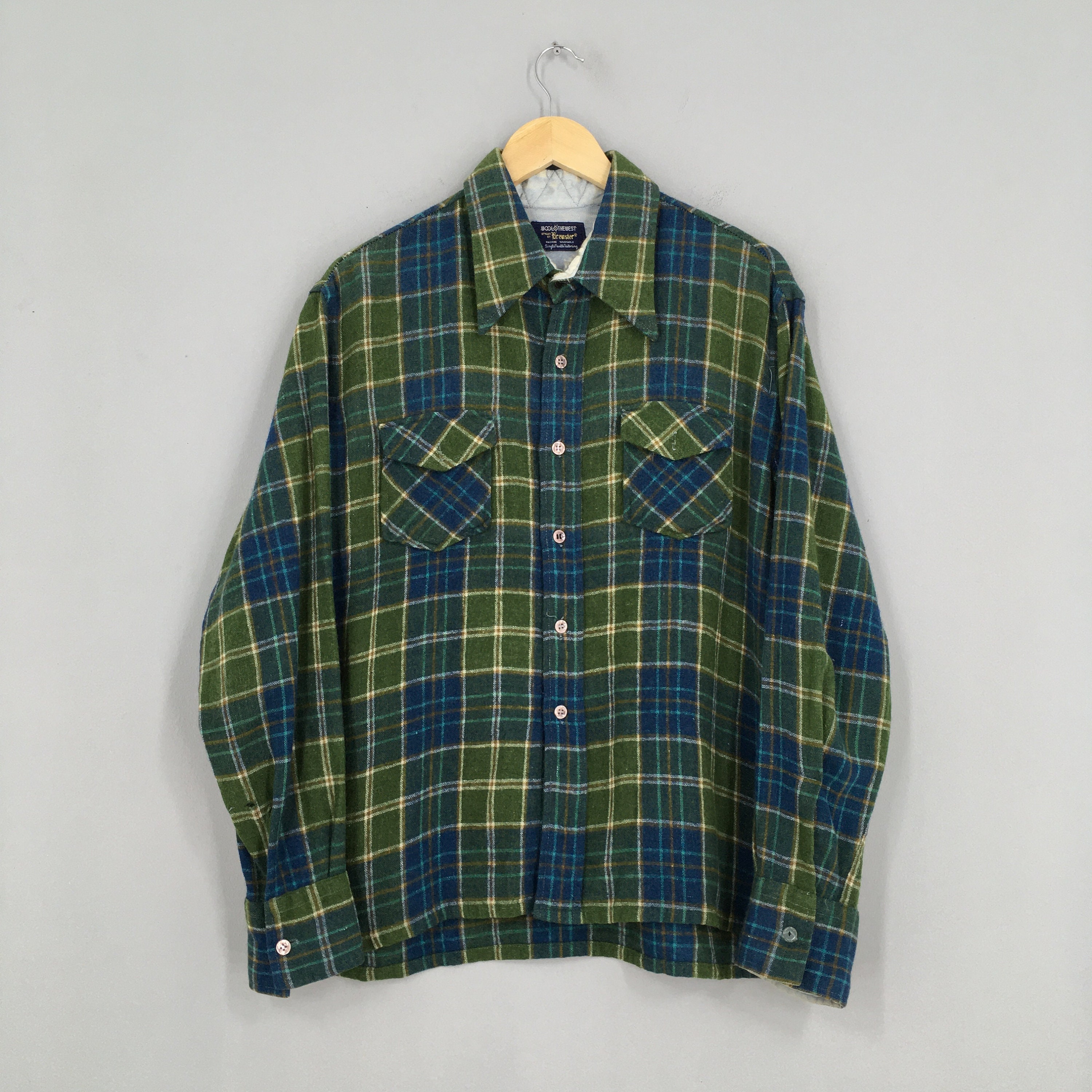 Vintage Plaid Shadow Checkered Flannel Wool Shirt Xlarge - Etsy