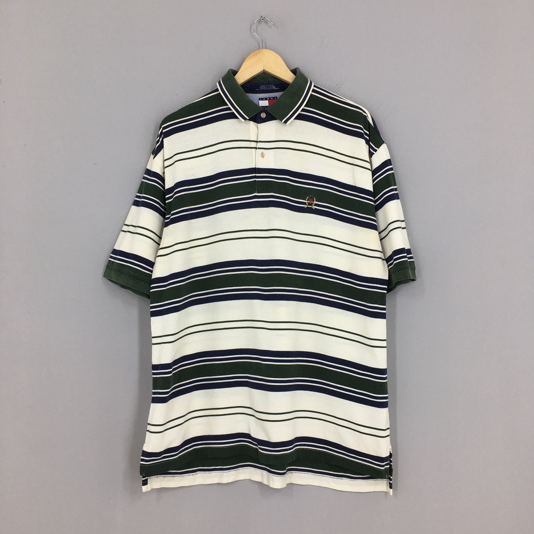 Tommy Hilfiger Striped Shirt Men Large Hip Hop Vintage 90's Tommy ...