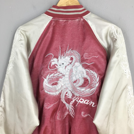 ジャケット・アウター 80s Pink Dragon Souvenir Jacket Vintage Sukajan Japan Dragon Souvenir Jacket Large 1980s Sukajan