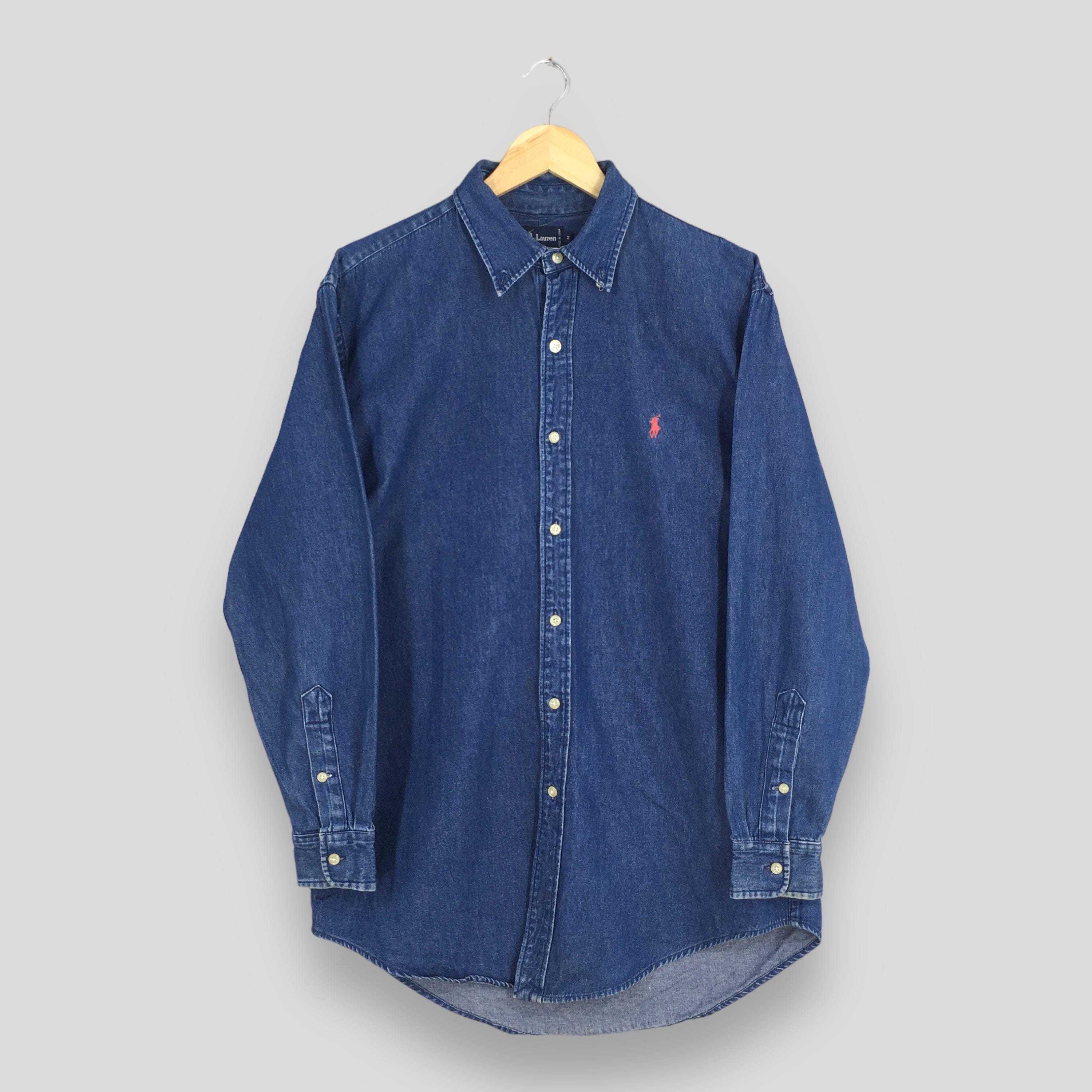 Vintage 1990s Polo Ralph Lauren Blue Jeans Shirt Medium Ralph 