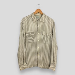Vintage Mil Spec Checkered Gingham Flannel Shirt Medium Rayon/Wool Blend Shirt Style Flannel Plaid Tartan Oxfords Retro Button Down Size M