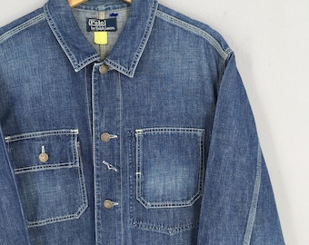 Vintage 90s Polo Ralph Lauren Denim Chore Jacket Large Polo RL