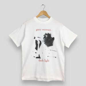 Vintage Gary Numan Dark Light T shirt Medium 80s Gary Numan New Wave Synthpop Concert Tour White Tees Size M