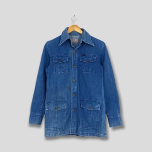 Vintage 90s Edwin Denim Workers Jacket Small Edwin Frenchwork 80s Union Made Coat Blue Labor Sanforized Four Pocket Women&#39;s Jacket Size S