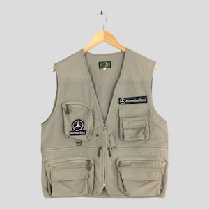 Vintage Mercedes Benz Racing Car Vest Jacket XLarge Mercedes Benz Formula 1 Racing Motorsport Tactical Utility Sleeveless Zipper Coat XL