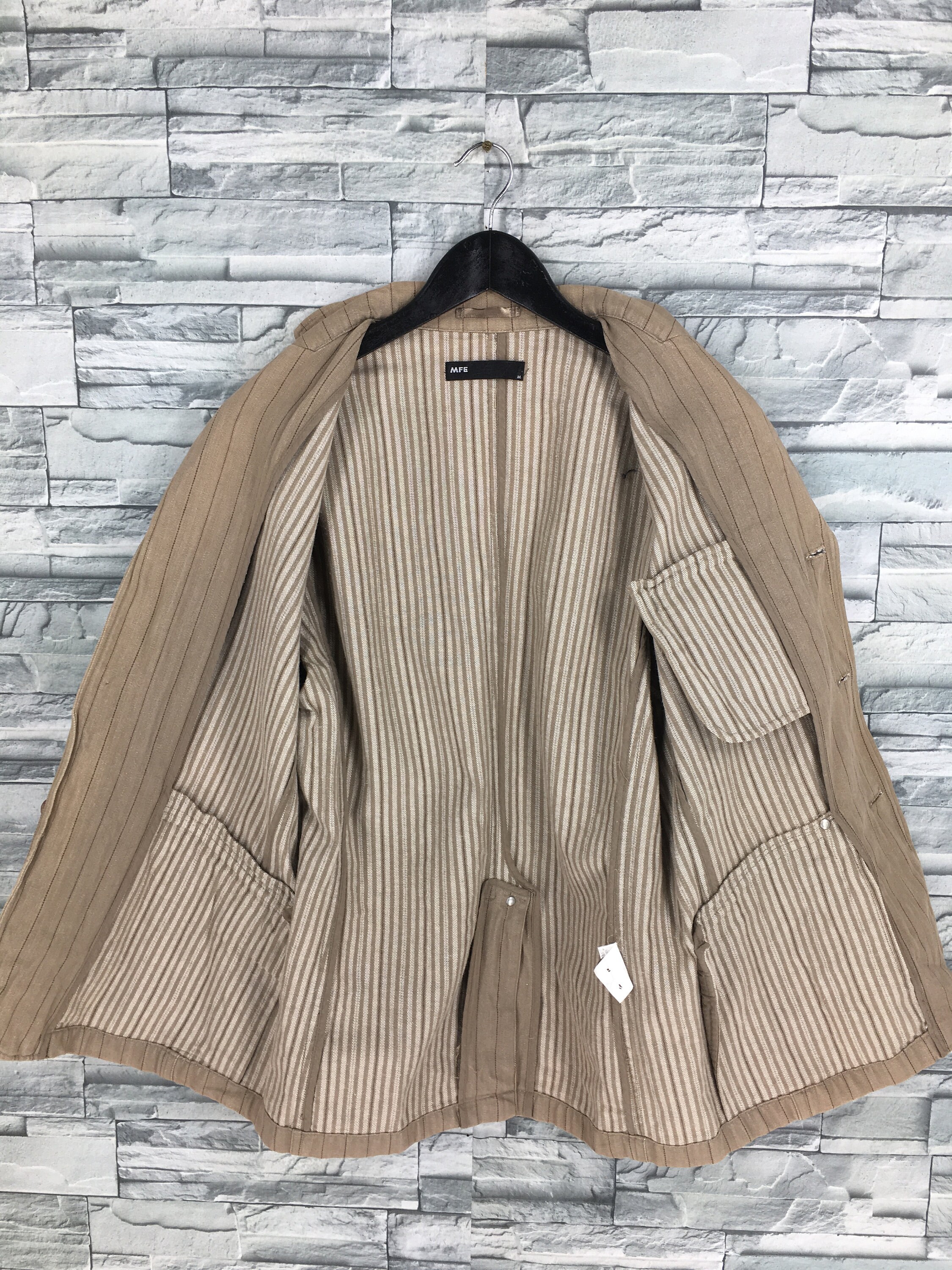 Vintage 90's MFE Pinstripe Denim Jeans Jacket Medium Men Etsy