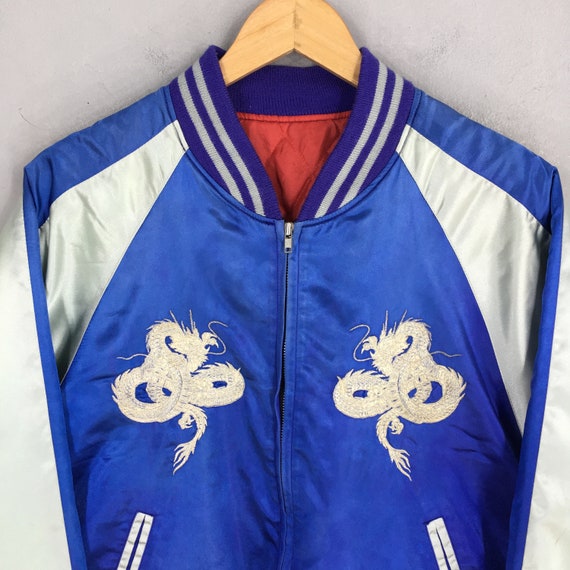 Vintage Sukajan White Dragon Japanese Jacket Larg… - image 4