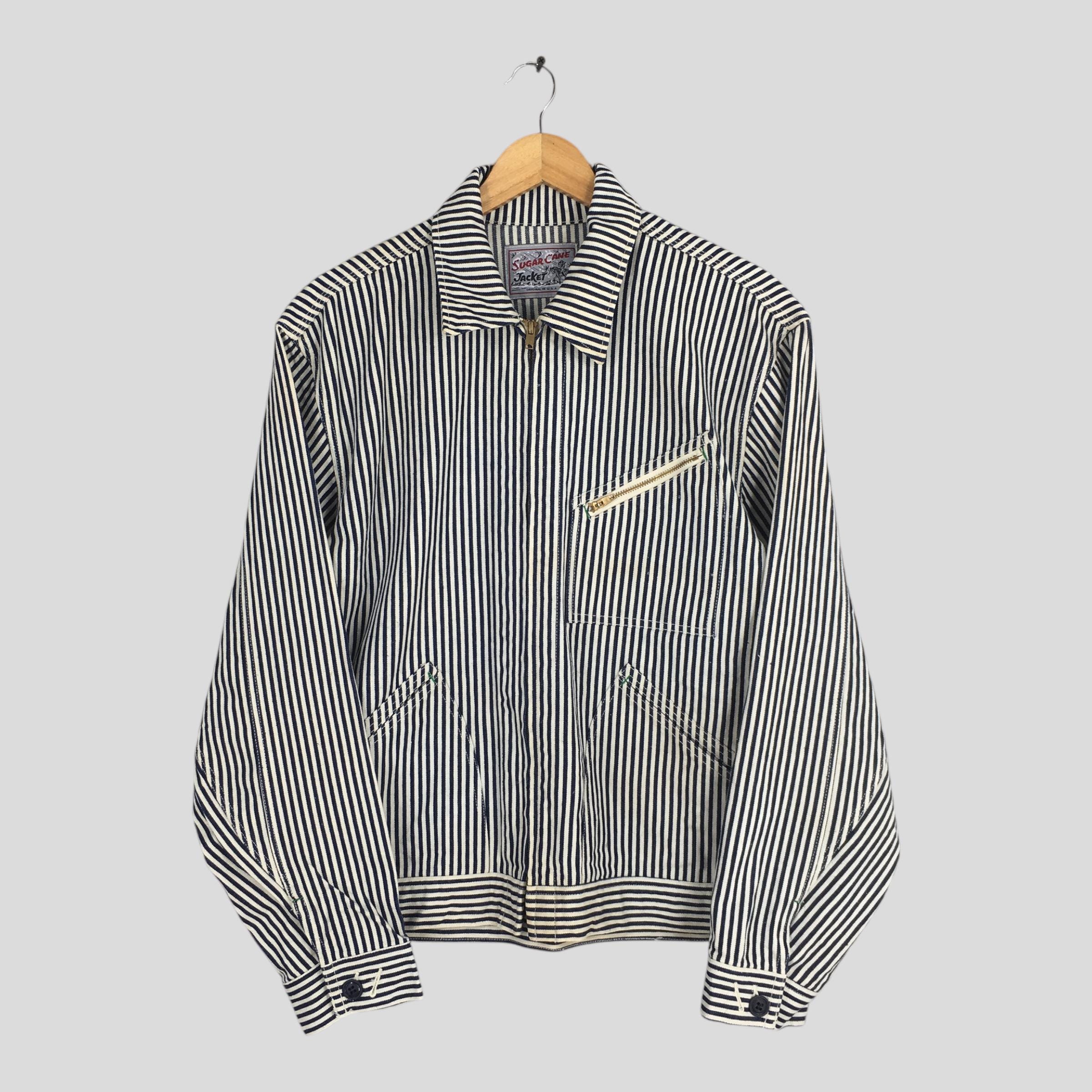 Vintage Sugar Cane Hickory Stripes Jelt Denim Jacket Medium