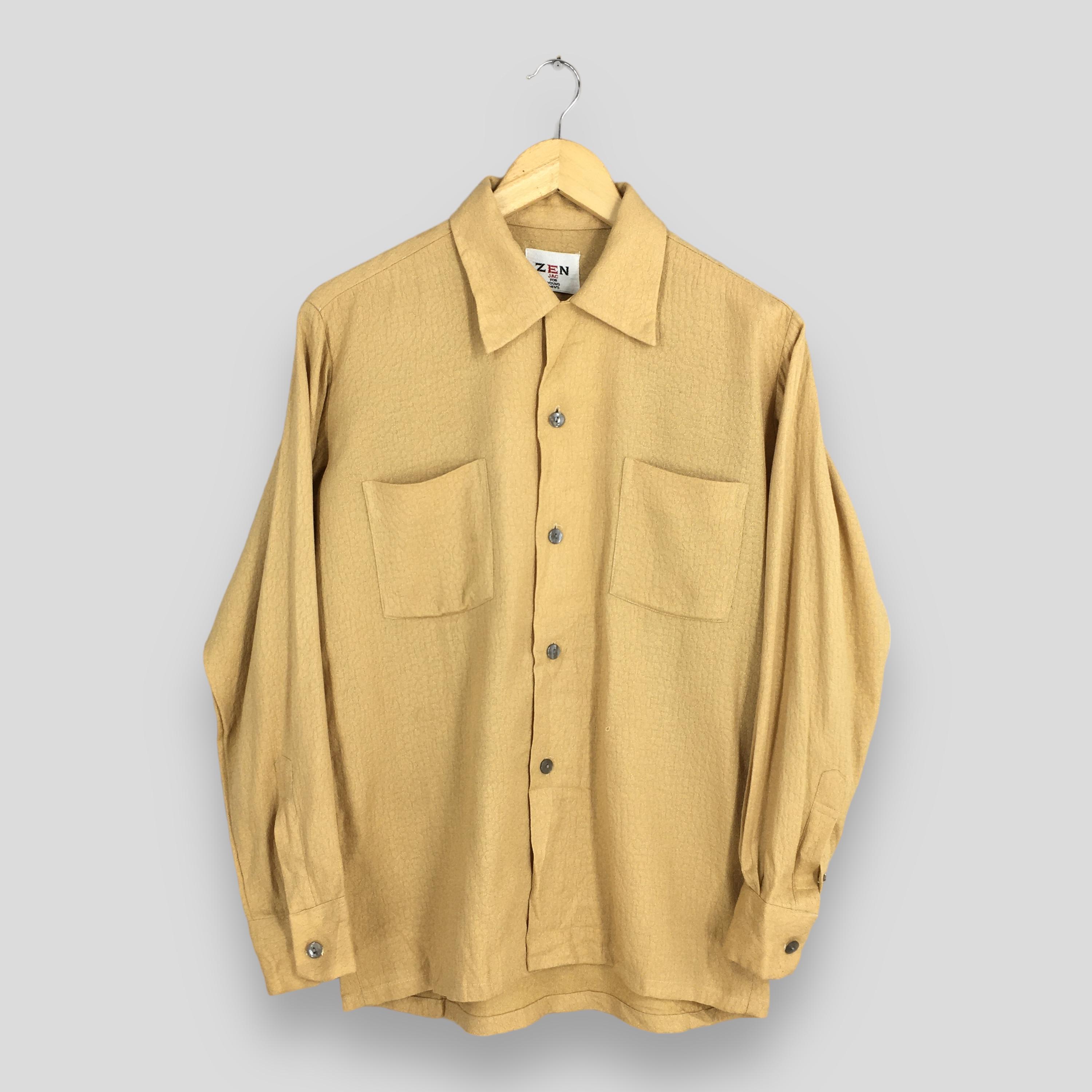 40s~50s ARROW Rayon Shirt 黄色 40s-50s Arrow Rayon Shirt Flap Solid Color Vintage