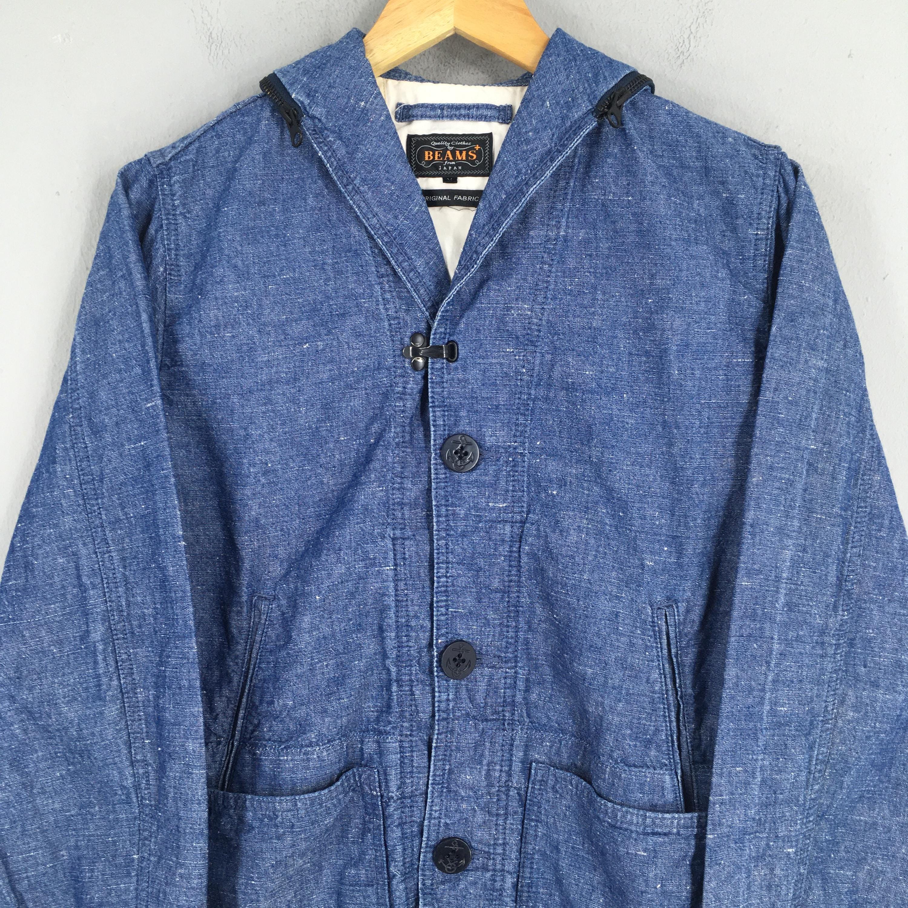 ジャケット・アウター BEAMS HARD WEAR SHAWL COLLAR DENIM JKT Vintage Beams Japan Usn Shawl Collar Indigo Blue Button Jacket