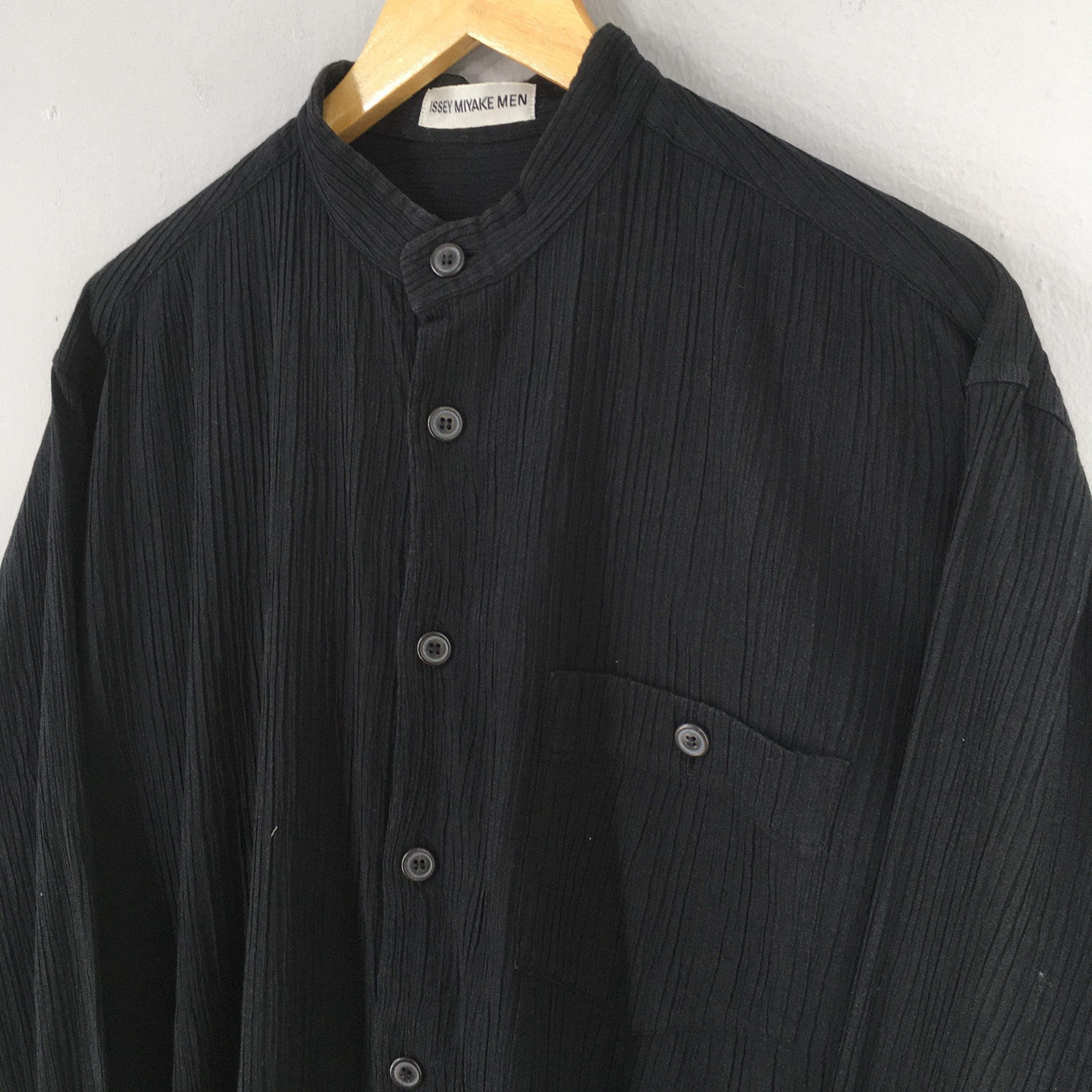 【希少品】issey miyake man ブロードシャツ ブラック 美品 Vintage Issey Miyake Men Pleated Black Shirt Medium Issey Miyake