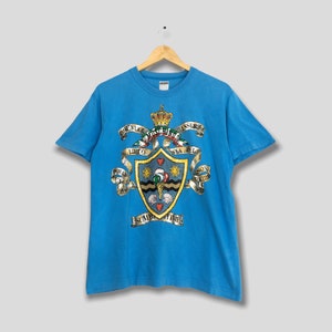 Vintage Moschino Italy Baroque T shirt Medium 1990s Moschino Italy Designer Crest Tee Baroque Blue Shirt Moschino Jeans Tee Size M