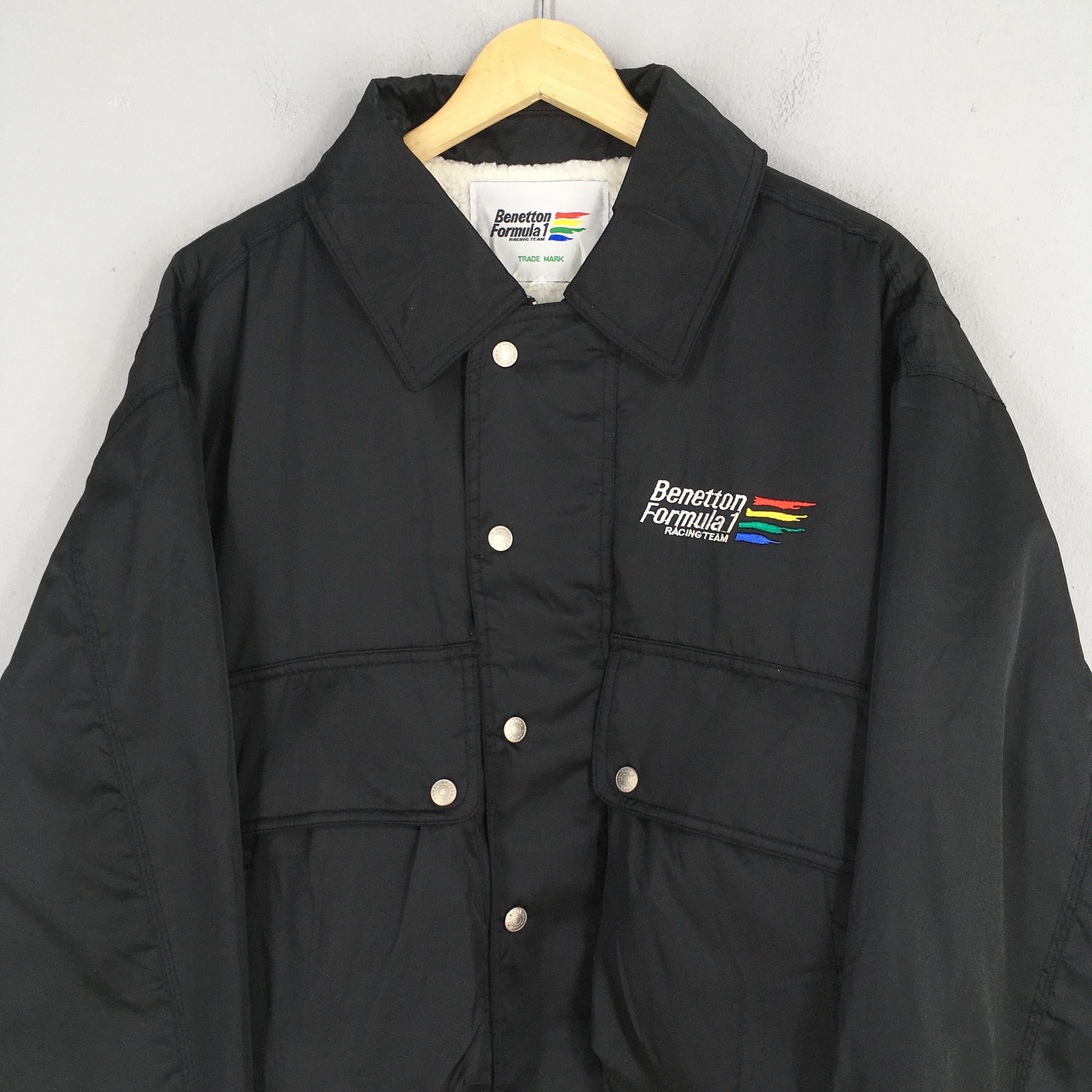 Vintage Benetton Formula 1 Black Button Jacket Large F1 Team UCB
