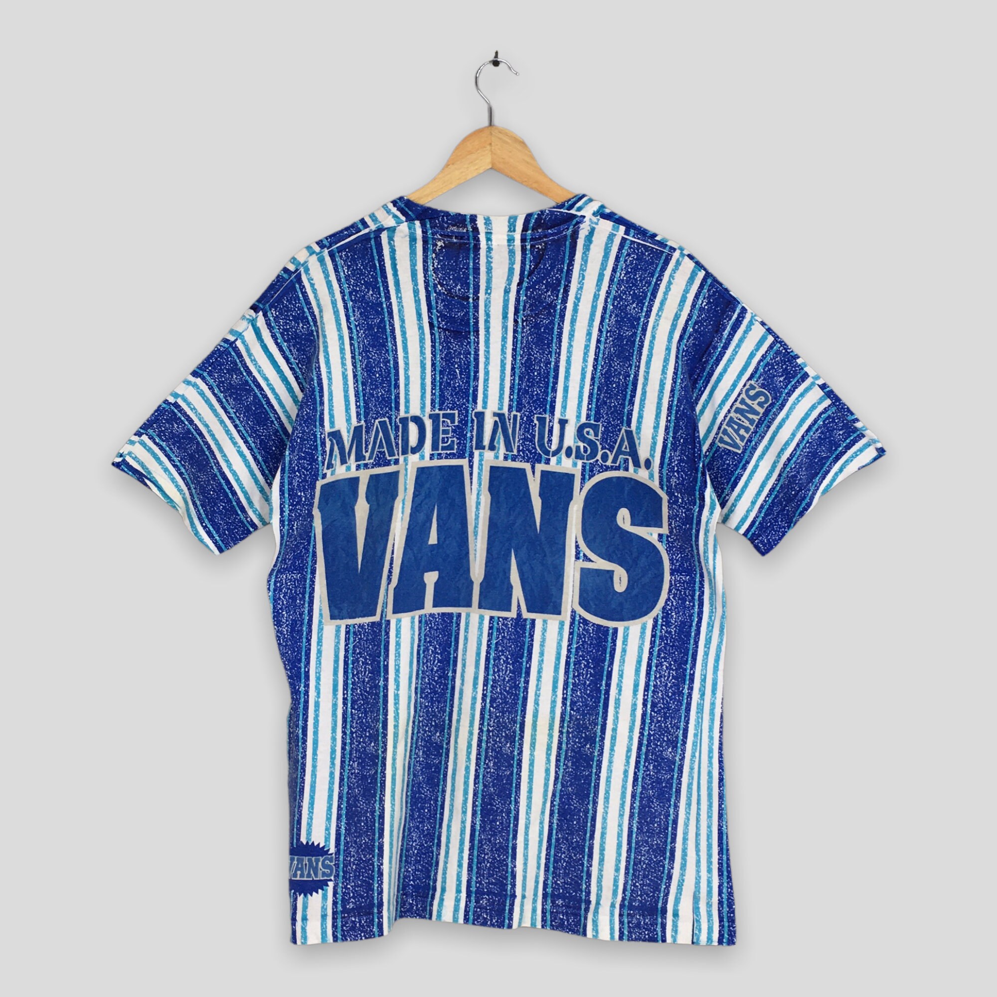 トップス 90s vans shirt usa old skate noroll VINTAGE 90s VANS OFF THE WALL SKATEBOARD SURF SKATE ALL OVER