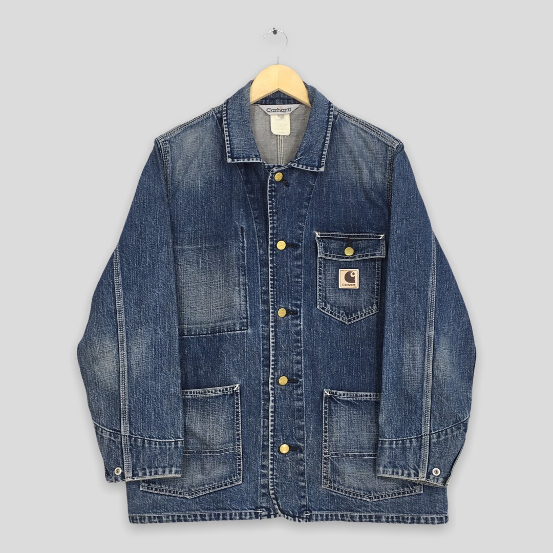 Vintage 90's Carhartt Denim Chore Workwear Jacket Large