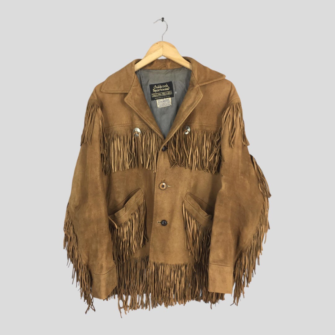 Vintage 1960's Sears Roebuck Fringe Jacket Medium Tan