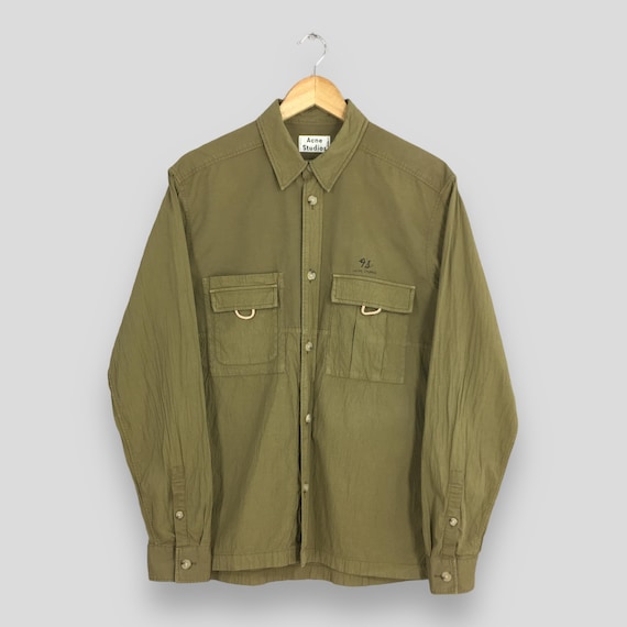 Vintage Acne Studios Olive Green Pleated Shirt Medium Acne Studios