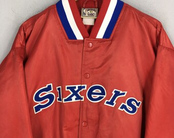 Vintage Philadelphia 76ers Sixers Red Satin Jacket Xxlarge