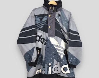 Vintage 90&#39;s Adidas Multicolor Abstract Hoodie Parka Jacket XLarge Adidas Trefoil Big Logo Adidas Three Stripes Adidas Winter Jacket Size XL