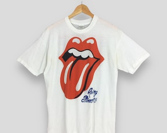 Vintage 1989 The Rolling Stones White T shirt XLarge Steel Wheels Tour Rolling Stones 89 World Tour 80s Stoned Rock and Roll Tees Size XL