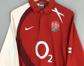 Vintage Nike O2 England Rugby Jersey Polo Rugby Shirt Large Nike