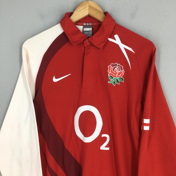 Vintage Nike O2 England Rugby Jersey Polo Rugby Shirt Large Nike