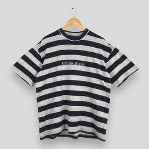 Vintage OG Guess Jeans USA Stripes Embroidery Logo Style Unisex T shirt Large Size Etsy